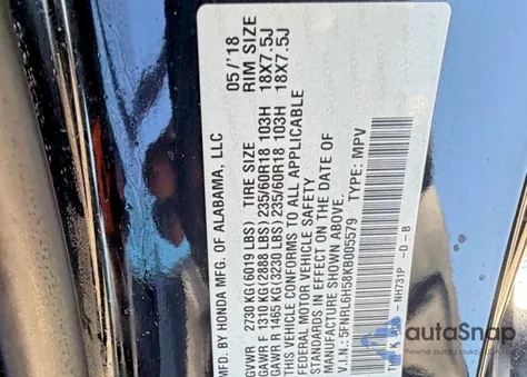 2019 Honda Odyssey Ex z USA, uszkodzony, nr VIN 5FNRL6H58KB005579